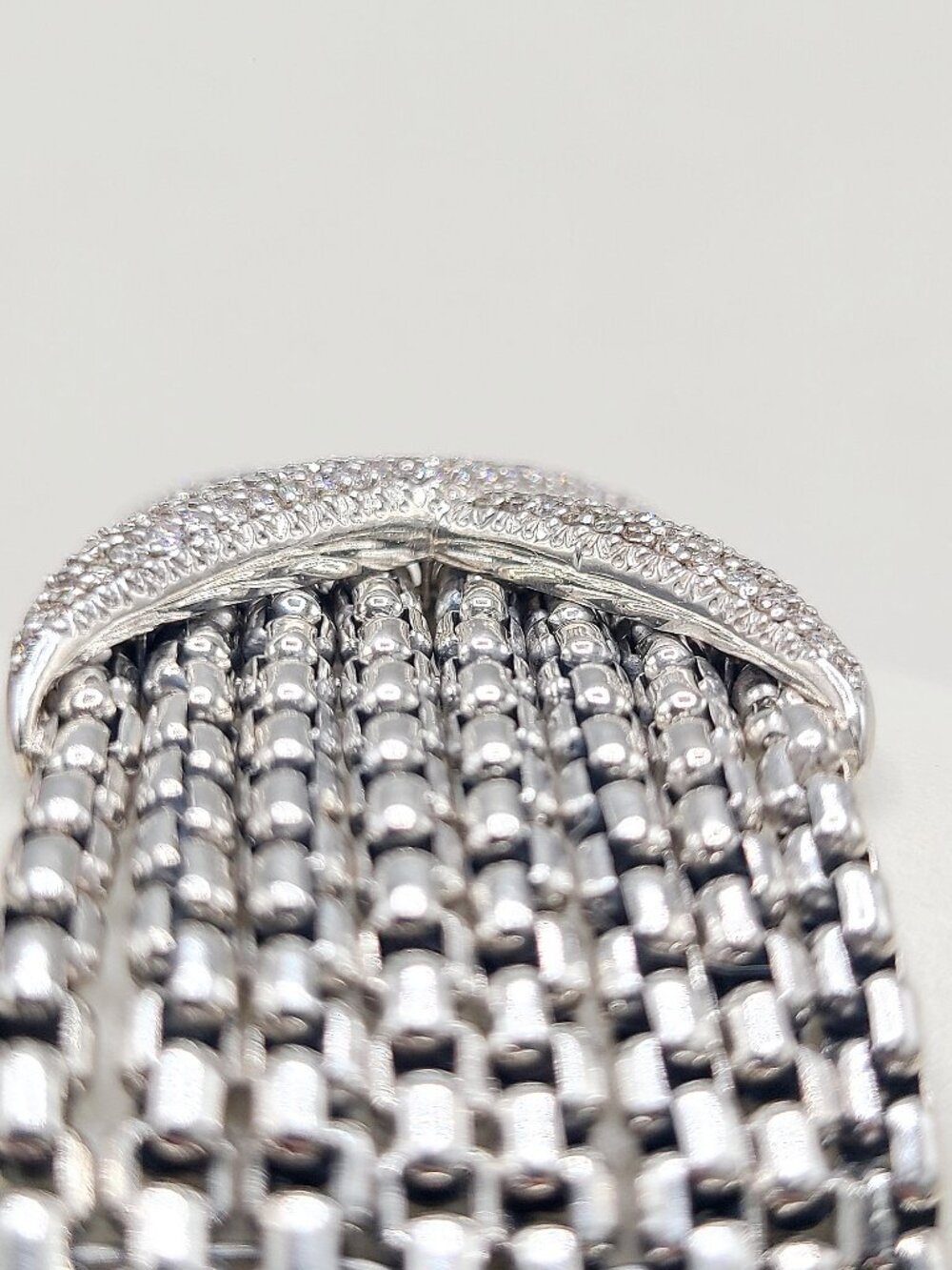 David Yurman Wide Diamond X Pave Box Chain Bracelet - Size Medium - RARE - Picture 11 of 13